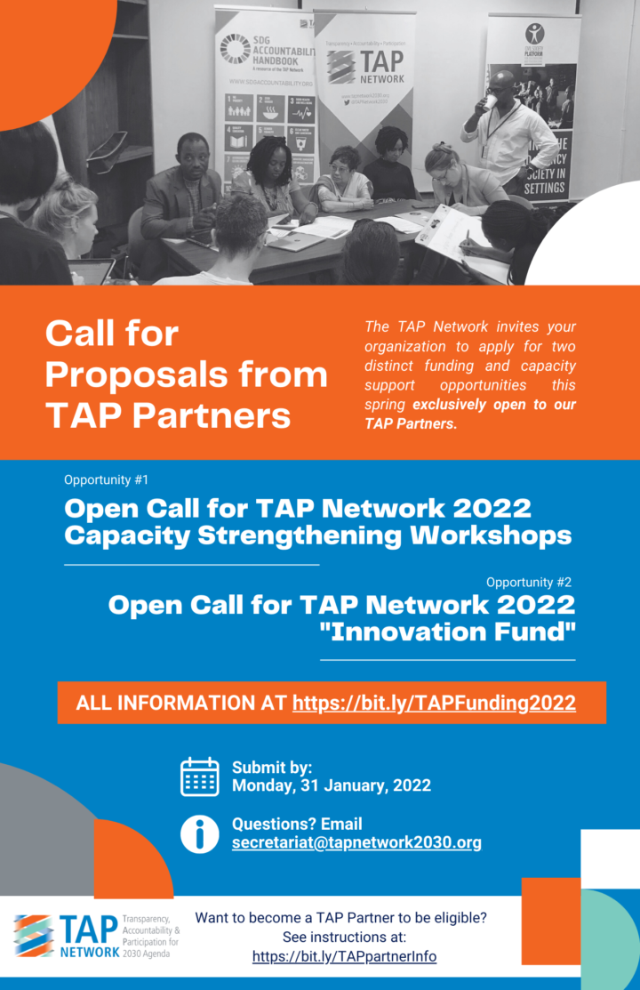 2022 TAP Funding and Support Call for Proposals