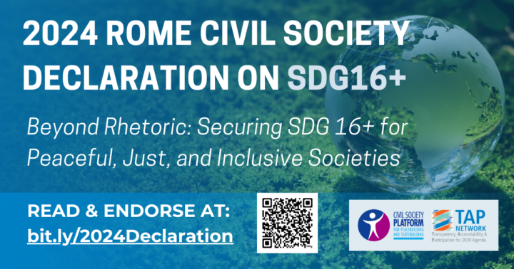 SDG16 Conference and 2024 Rome Civil Society Declaration